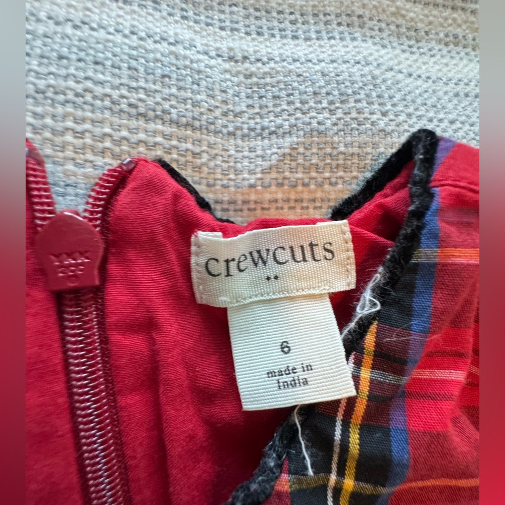 Crewcuts Girls J Crew Flutter Sleeve Tartan Dress Sz 6 Red Black Plaid Holiday - Picture 3 of 5